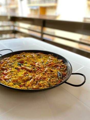 paella en balcón o terraza